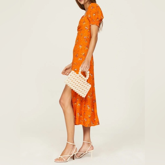 NWT Reformation Lacey Dress in Floral Orange color - Picture 2 of 7